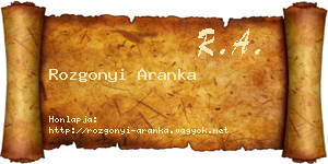 Rozgonyi Aranka névjegykártya